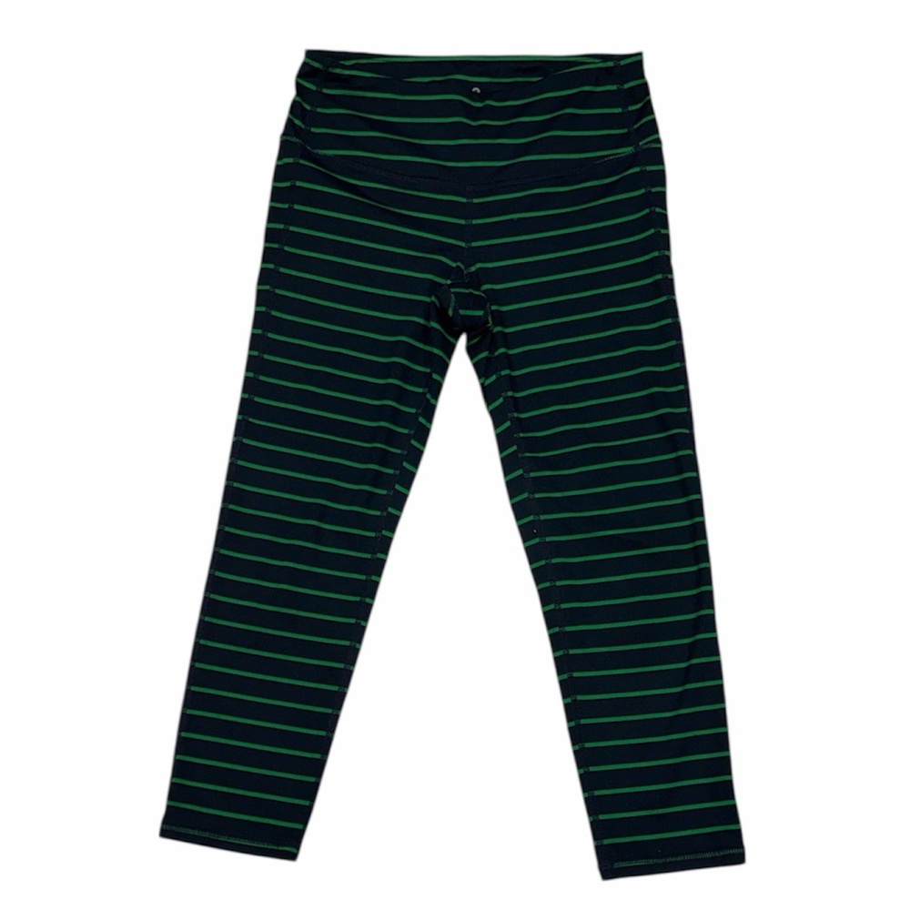 Athleta Women’s Striped Chaturanga Capri Navy Green Athletic Pants Size XS. OLI-